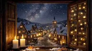 Cozy Winter Night by the Window | Crackling Fire & Wind Sounds 3 Hours
