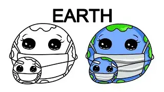 How to draw a cute earth wearing a mask or how to draw earth with a mask step by step easy