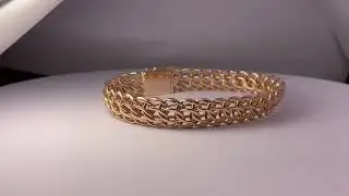 Wide Mens Bracelet - Python / Kardinal - 14k Rose gold