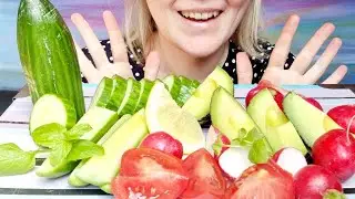 AVOCADO+ CUCUMBER ASMR JUICY DATES(NO TALKING)LEMON RADISHES* TOMATOES | FRUITYLICIOUS ASMR