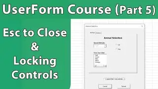 Locking UserForm Controls & Closing Using Esc - UserForm Course 5