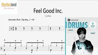 'Feel Good Inc'  - Rockschool Grade 2 Drum Score | Full Play-Along + Notation (2024)