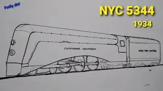New York Central J1e Hudson 5344 1934 | how to draw NYC Railroad
