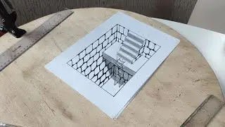 3D Optical Illusion Drawing - Stairs and Ladder Trick Art