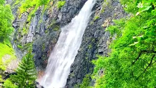 Relaxing Rocky Mountain Waterfall Sounds 10 hours (4k). Nature White Noise for Sleeping, Study
