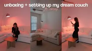 I GOT MY DREAM COUCH | unboxing and setting up my white sectional couch w/ cozey
