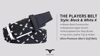 Mens Golf Belt: The Players Belt in Black White X