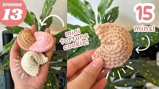 EASY Crochet Mini Fortune Cookie | 15-minute Crochet Series for Beginners Ep. 13 #beginnercrochet