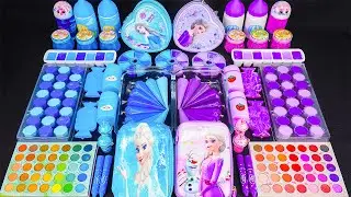 Frozen ELSA Slime 💙❄ 1 Hours Relaxing Mixing Slime With Eyeshadow Makeup Set & Piping Bags #175