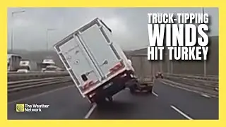Watch Winds Flip Trucks on Highway as Storm Batters Turkey