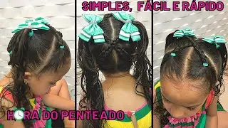 [COMO FAZER] penteado infantil para cabelos cacheados (liso) fácil, rápido e simples