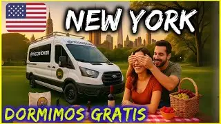 Dormimos frente a Central Park sin pagar un dólar 😱🗽 ¡Sorpresa incluida! 🚐❤️