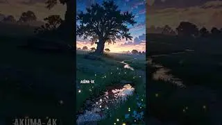 🌟🌿 Starry Night Meadow | Glowing Flowers & Firefly Magic 🌸✨ &lrm;@Akuma4K&nbsp; #nature #anime #shorts