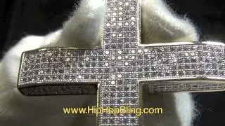 5 Row Bling Bling Micro Pave CZ Cross Iced Out on All Sides Gold Dipped
