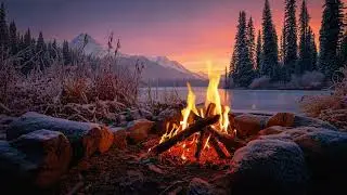 You’ll Fall Asleep in Minutes 🌙🔥 Winter Campfire by the Lake with Deep Relaxing Night Sounds
