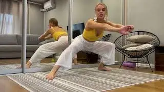 Leg workout and full body stretching in transparent