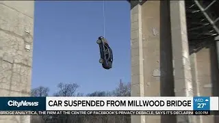 Car hanging from Millwood bridge likely a prank: police