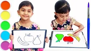 Coloring 3 fruits for Kids | Fruit Coloring pages for children, Toddlers |  Craft Hero