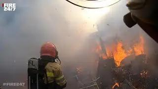DUTCH FIREFIGHTERS - BARNFIRE IN BACKYARD
