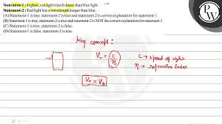 Statement-1 : In glass, red light travels faster than blue light. S...