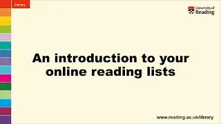 An introduction to your online reading lists