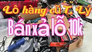 Thanh lý lô đồ cũ lộn xộn 10k bơm lốp pin, pin 30cell, máy khoan, máy hàn, máy laze, kìm bấm nhật