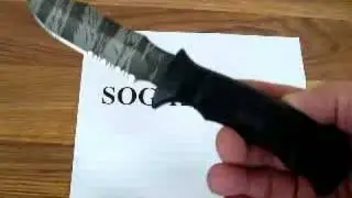 SOG SEAL Pup TigerStripe Knife w/ Kydex Sheath M37T Demonstration