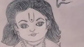 Chhote Kanha ji ka pencil art#YouTube trending art viral #real#original art viral#hindudeity#bhakti
