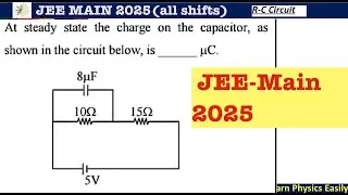 At steady state the charge on the capacitor, as shown in the circuit below, is&hellip;..uC.  #jeemain2025