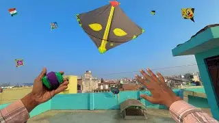 Eyes Kite Catching From Roof | kite looting video | patang | kite #kitecaught 