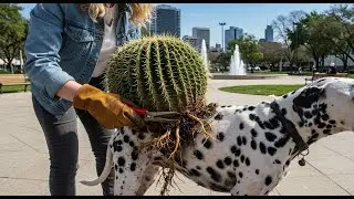 Miracle Dalmatian Rescue: Dog with Cactus on Back Saved in City Park! #rescue #rescueanimal