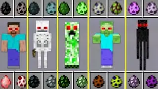 HOW SUMMON FROM EGGS .EXE MOBS SKELETON ZOMBIE ENDERMAN CREEPER HOW TO PLAY MINECRAFT