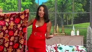 ShWk 7/7 Kringle Express 60x80 Holiday Printed Throw with Border on QVC