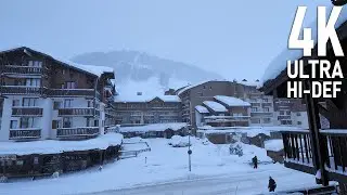 French Chalet snowfall 4K | Rond Point des Pistes Val d'Is&egrave;re | Alps Ski Season 2023