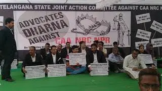 Advocates TSJAC Protest Programme against CAA,NRC at Dharna Chowk, Indira Park, Hyderabad,Telangana.
