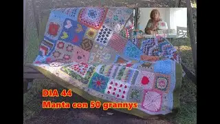 #día  44  Como tejer una manta en 50 días ,Grannys .Cuadraditos a crochet