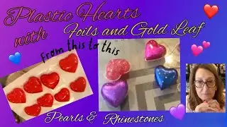 # 477 Plastic Valentine Hearts Foil & Gold Leaf Pearls Bling #diycrafts #craft #valentinesday