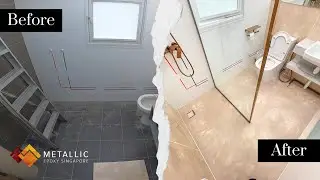 Peach Beige Marble Metallic Epoxy Bathroom at Tampines BTO