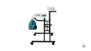 TECHNI MOBILI Rolling Writing Desk with Height Adjustable Desktop and Moveable Shelf