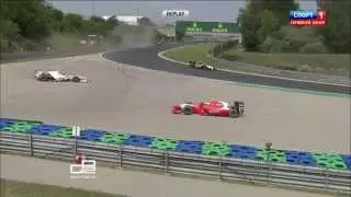 GP2 2014. Hungaroring.  Simon Trummer and Andre Negrao Crash