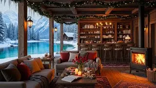 Winter Ambience Calm January Morning at Outdoor Coffee Shop ❄ Relaxing Jazz Music For Stress Relief