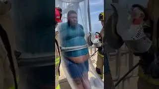 Man gets stuck in a water slide tube 😮 #waterride #waterslides