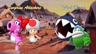 Mario Tennis Aces - Birdo and Toad vs Spike and Chain Chomp (Surprise Attackers vs Spiked Chomp)