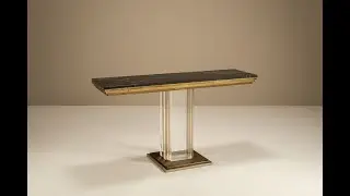 Belgochrom Console Table in Plexiglass, Brass and Marble, 1970s