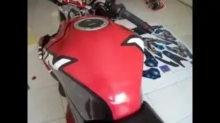 Custom Decal Vinyl Striping Motor Full Body Yamaha Vixion Thema Red Gray Strip by DIGITIVE