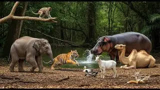Real Wildlife Animals Having Fun Together in Jungle