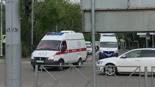 Two ambulance car with siren yelp, wail