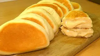 Frying pan! Custard Cream Bun without Oven, Skillet bread filled with Vanilla custard cream