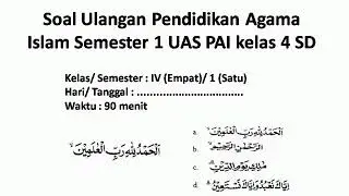 Bank Soal Ujian Ulangan UKK UAS PAI kelas 4 SD Semester 1 Lengkap dengan Kunci Jawaban