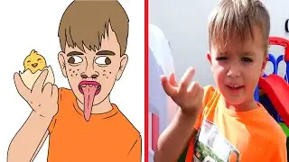 Vlad and Nikita try a super funny ice cream selling challenge | Funny drawing meme